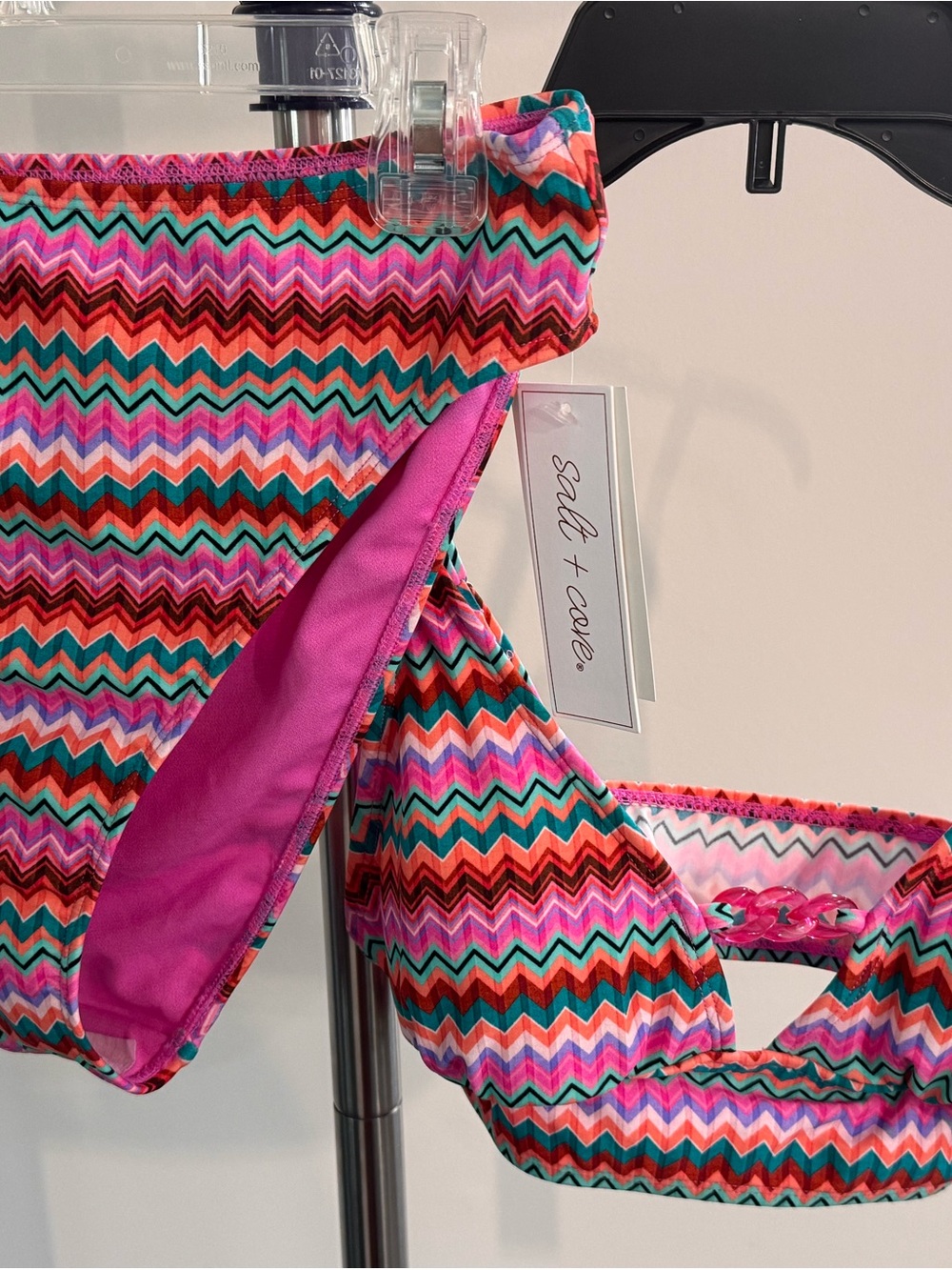 Salt + Cove Pink Multi Chevron Bikini Bottom